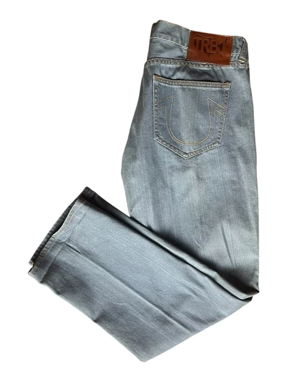Mens True Religion 'Bobby' Jeans 38 X 30 Indigo Gray Phoenix Over Dye Denim